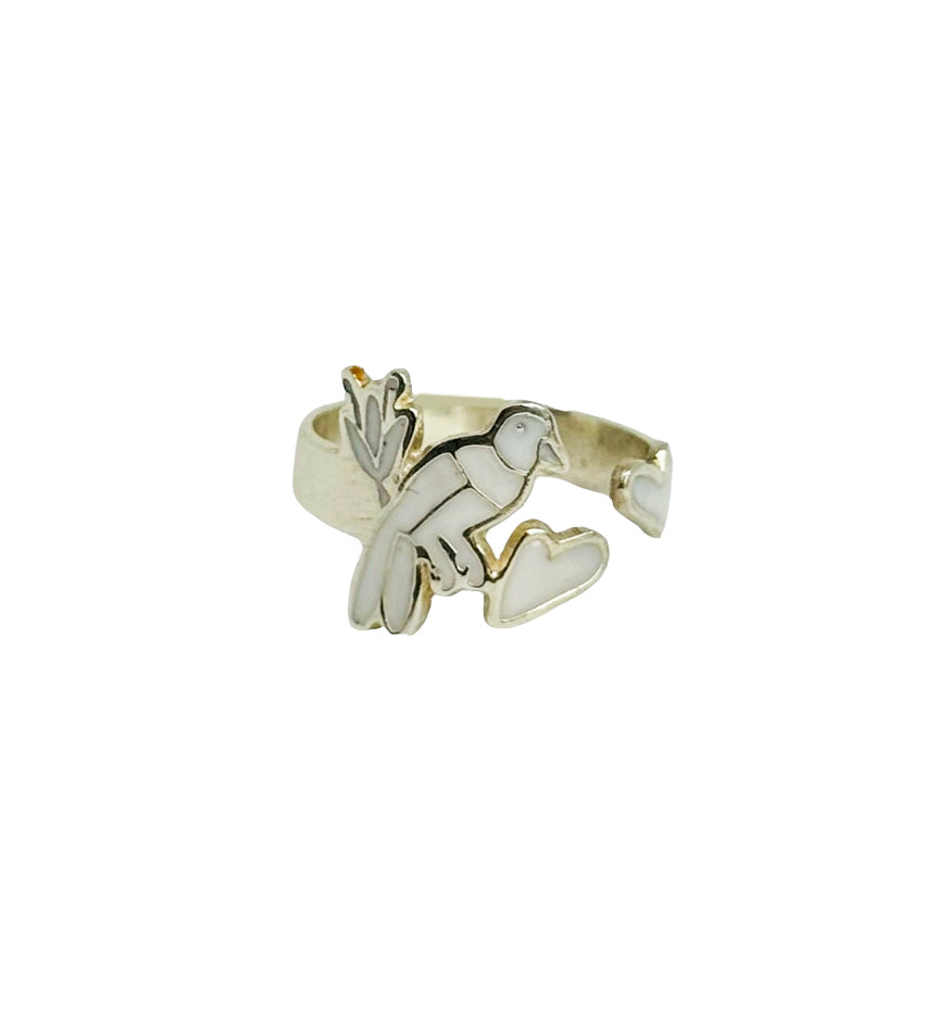 Anillo Yolotl blanco en plata 925