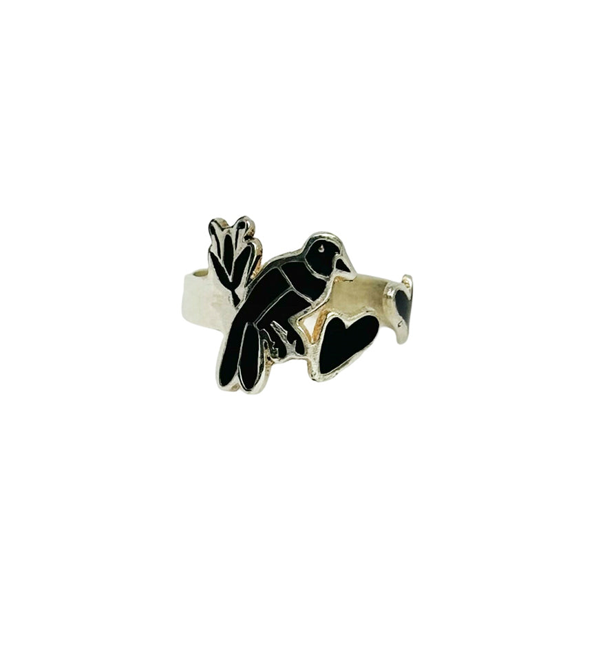 Anillo Yolotl negro plata 925