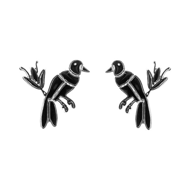 Aretes Yolotl negro plata .925